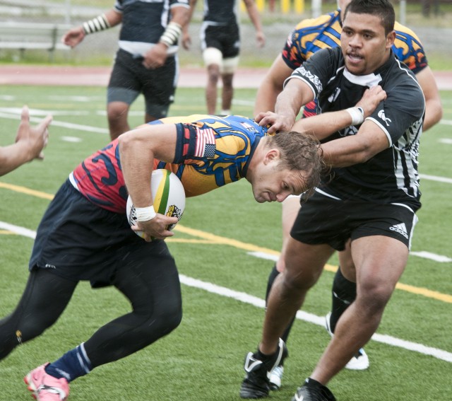 Clash of the Ruggers during JBLM's 1st Rugby Invitational Cup