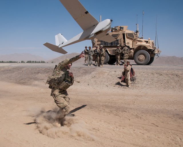 Paratroopers launch packable drone