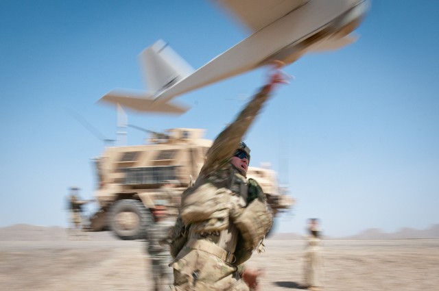 Paratroopers launch packable drone