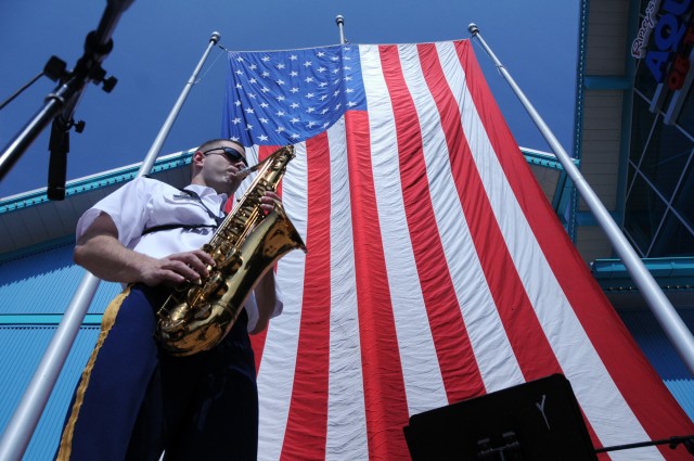 100th Army Band marches in "first" Fourth of July parade