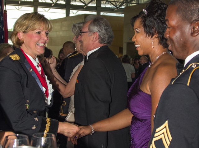 Maj. Gen. McQuistions greets guests