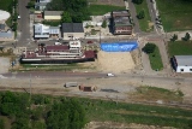 Aerial View of MV Mississippi and museum contruction site