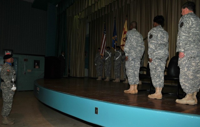 Retiring the colors during change of command at Fort Hunter Liggett