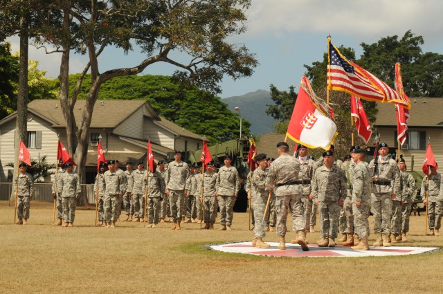 "Sappers in" 130th Engineer Brigade passes the guidon