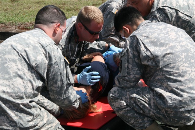 Tripler's staff care for mock casualties during MASCAL exercise Operation Chianti