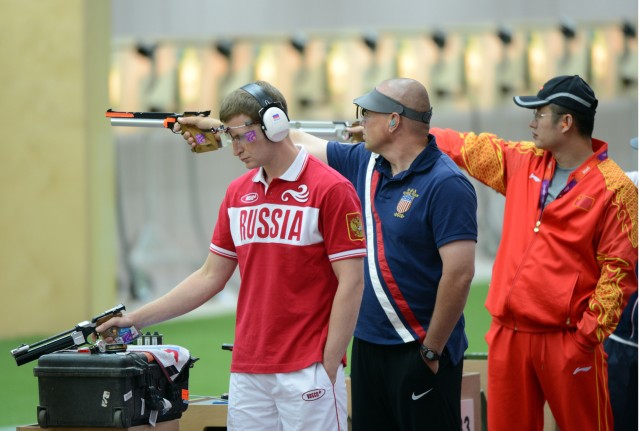 Szarenski fires air pistol