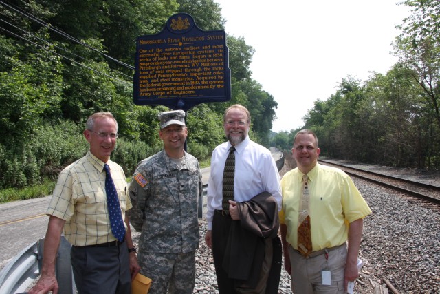Historical marker at Elizabeth, Pa., Locks and Dam
