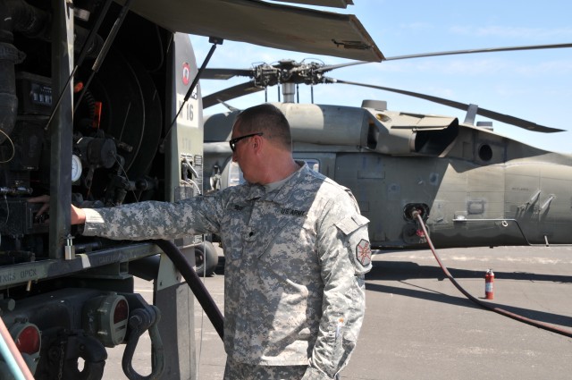 Fueling a Blackhawk at Fort Hunter Liggett