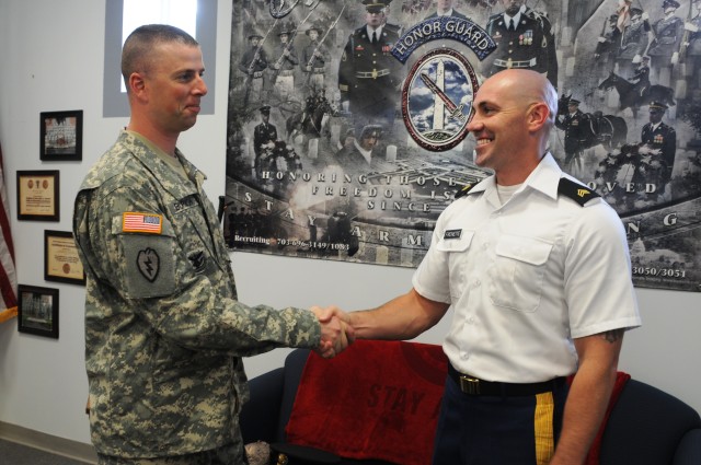 Soldier reunited with recruiter after four years