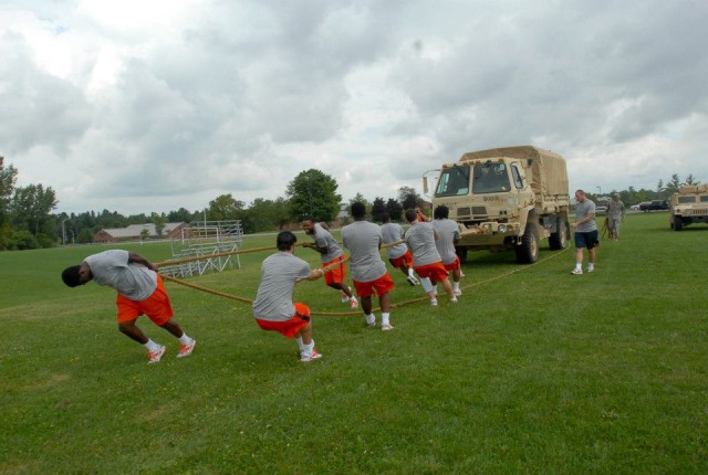Players pull a LMTV