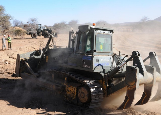 BDF and US engineers combine efforts on road improvement and pond reconstruction
