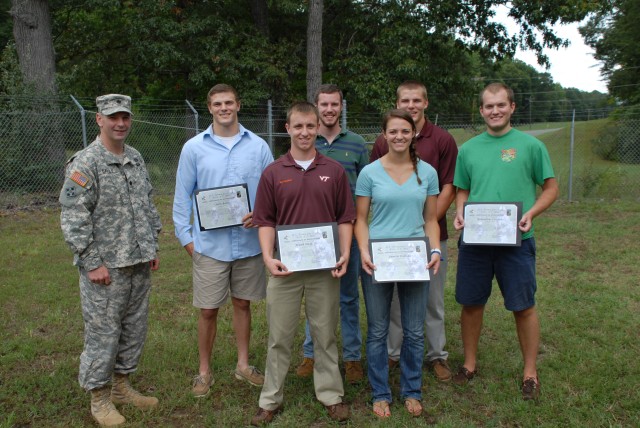 Fort A.P. Hill recognized the efforts of Department of Public Works summer interns this week 