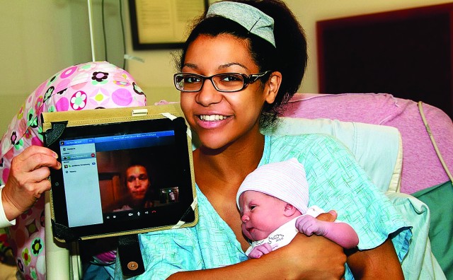 Fort Bragg Soldier witnesses daughter's birth on Skype
