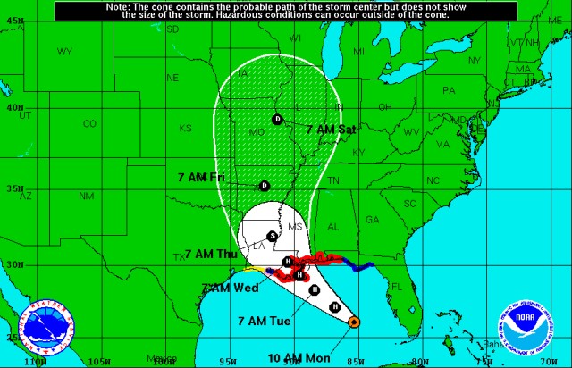 Tropical Storm Isaac projected track as of 10 a.m. (ET), Aug. 27