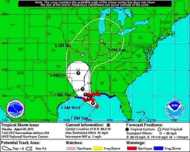 Projected path of TS Isaace