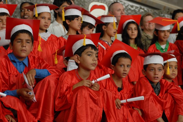 Bagram school graduates first class of Afghan children