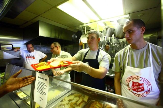 Soldiers serve at Salvation Army