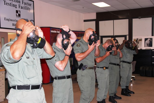 Maryland State Police test gas masks at U.S. Army facility