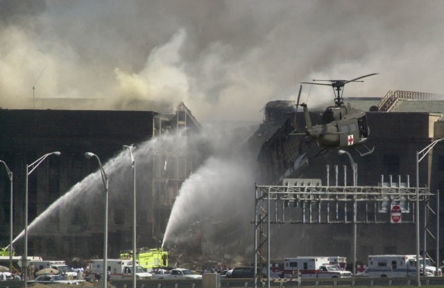 Pentagon first responders battle blaze