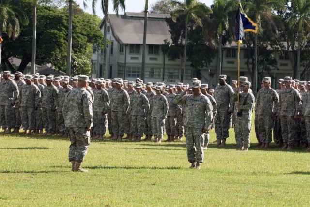 USARPAC Command Sgt. Maj. presents the formation