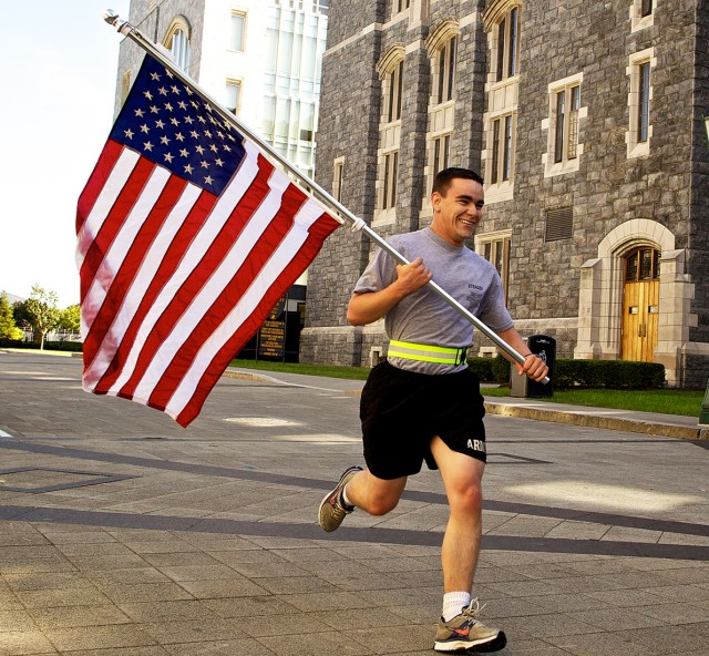 Class of 2014 Cadet Sam Strader was one of 125 cadets, U.S. Military Academy Preparatory School cadet candidates, staff, faculty and family members who took part in a memorial run throughout West Poin