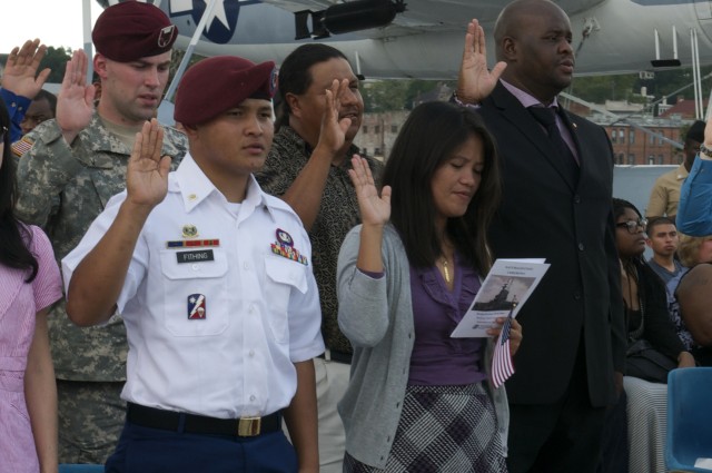 Paratrooper swears allegiance to America