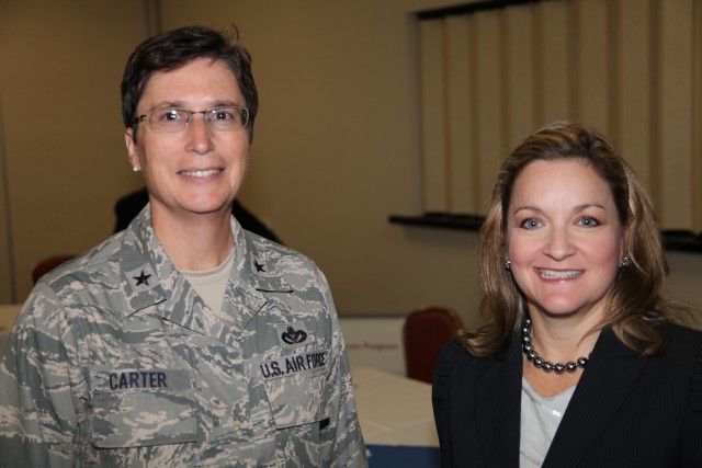 BG Theresa Carter and Paige Hinkle-Bowles share a moment