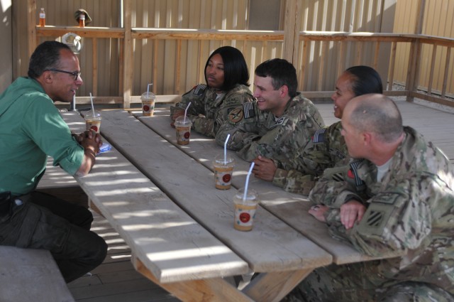 NBC's Lester Holt talks with deployed service members