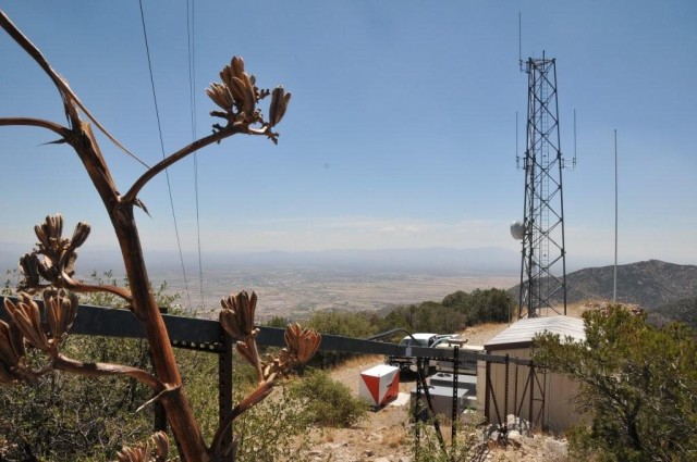 The TV Hill antenna site of the Land Mobile Radio system resides in the Huachuca Mountains at an elevation of 6,960 feet above sea level.