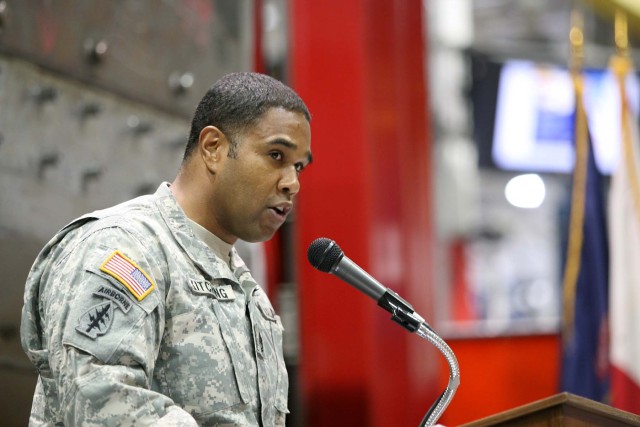 Sgt. 1st Class Julian Kitching praises Master Sgt. Bitner's leadership