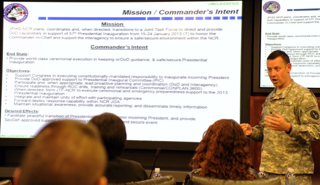 DoD support for 2013 Inauguration explained to Congressional Staff Members