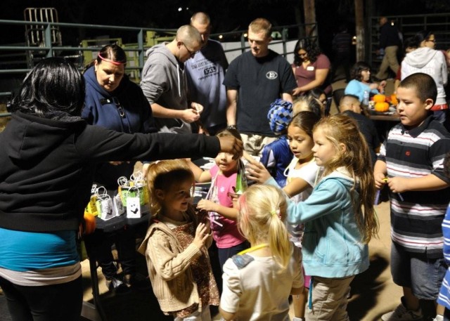 Many young visitors enjoyed the giveaways and free activities during this year's haunted house and hayride sponsored by the Directorate of Family and Morale, Welfare and Recreation. Activities include
