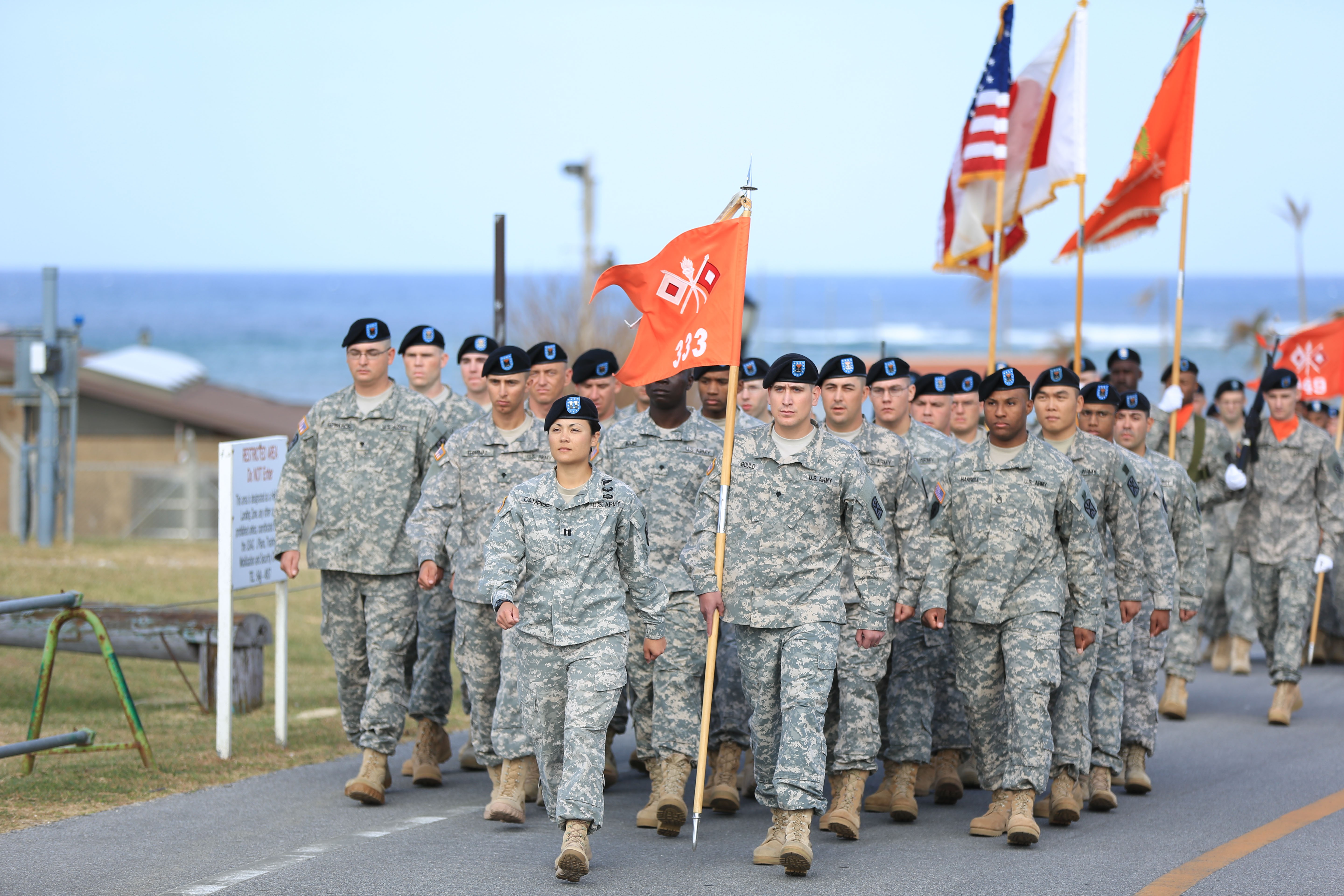 58th Signal Battalion colors cased, 333rd, 349th Signal Companies 