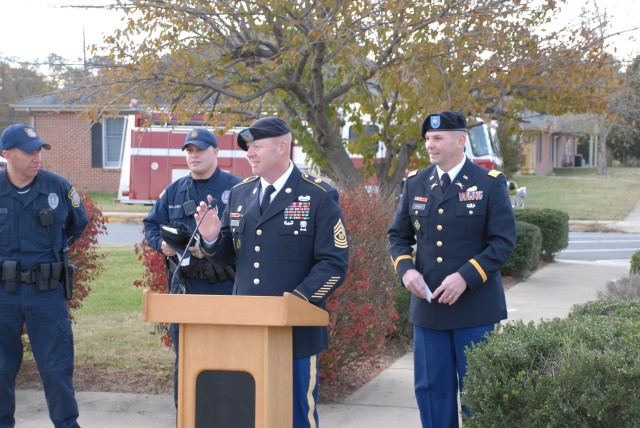 Soldiers, Families, Department of the Army Civilians and guests joined together today for the raising of a Prisoner of War / Missing in Action flag at the Fort A.P. Hill