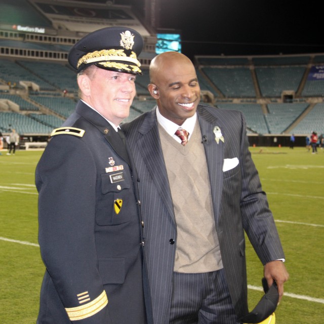Brig. Gen. MacEwen and Deion Sanders