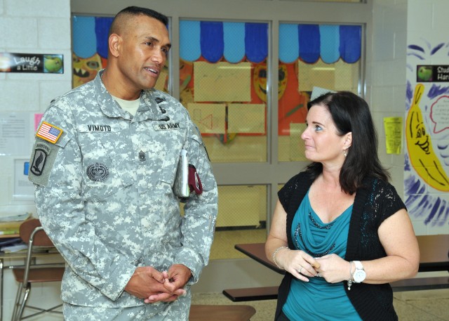 XVIII Abn. Corps CSM visits William T. Brown Elementary School