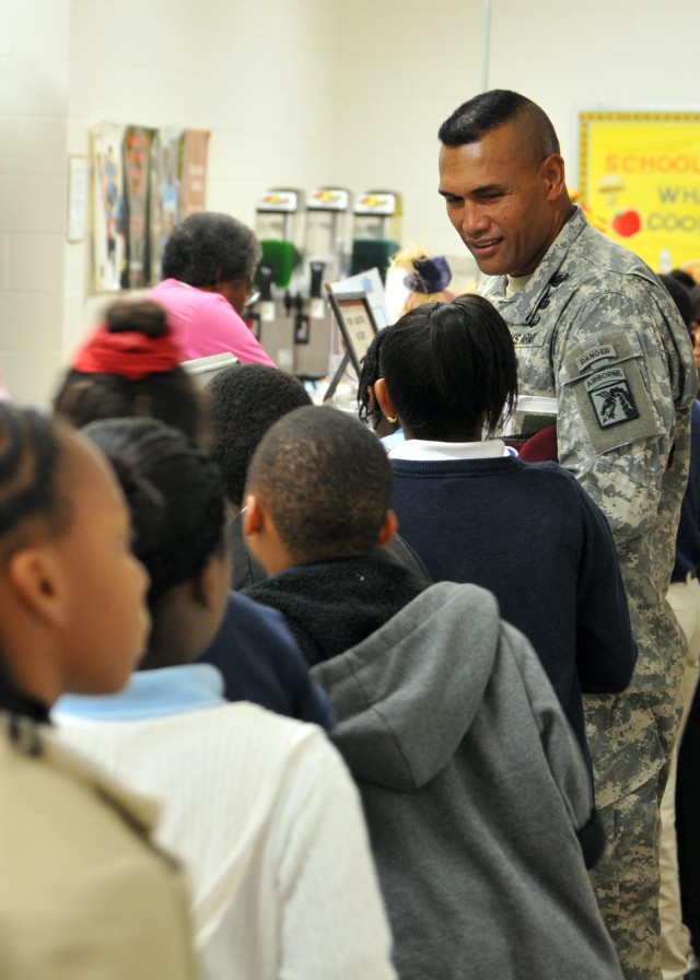 XVIII Abn. Corps CSM visits William T. Brown Elementary School