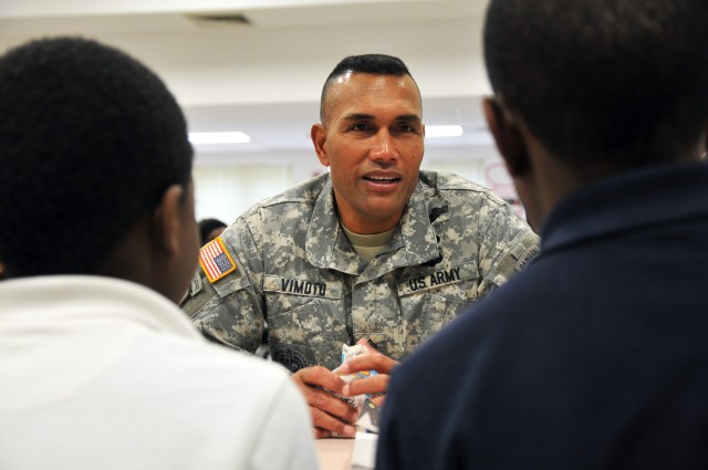 XVIII Abn. Corps CSM visits William T. Brown Elementary School