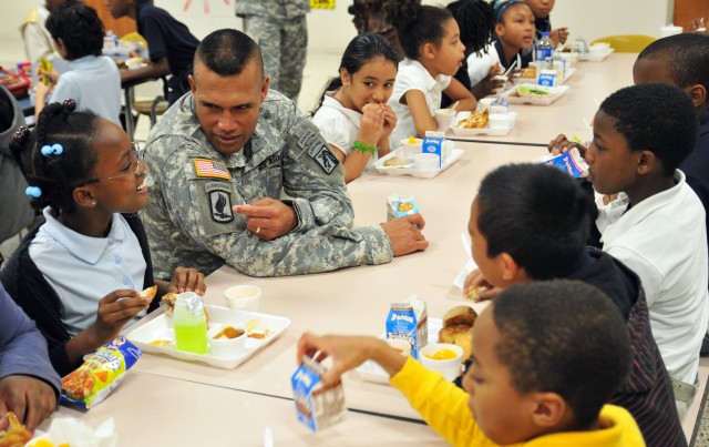 XVIII Abn. Corps CSM visits William T. Brown Elementary School