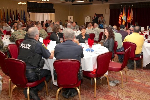 Drake Martinez, Sierra Vista Chapter President, Association of the United States Army, addresses the audience at the Military Affairs Committee, or MAC, November Veterans Day luncheon held at the Thun