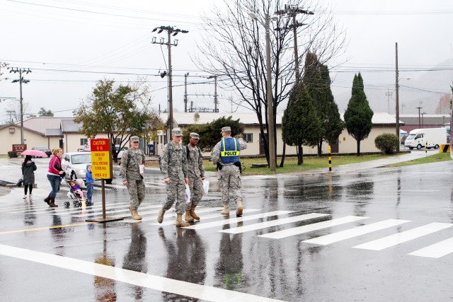 Safer traffic, safer Warrior Country; Use crosswalks, yield to pedestrians, look out for kids, Area