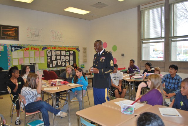 Army Soldier encourages students to plan for the future