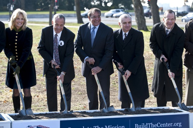 Panetta honors vets at 'wall' education center groundbreaking