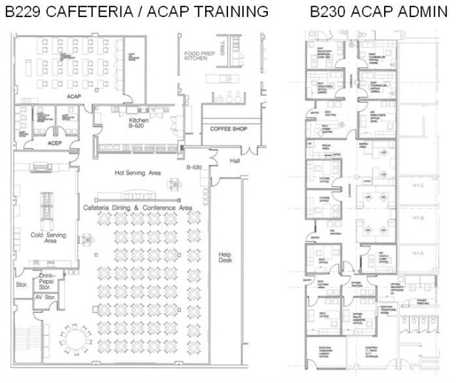 View of the building 229 cafeteria after renovations