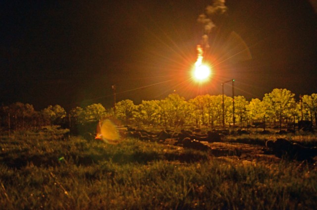 Basic Combat Training Soldiers from Echo Company 1/48 Infantry Battalion navigate through the Night Infiltration Course 