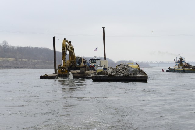 Rock removal on the Mississippi River