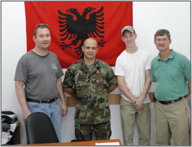 CBARR personnel with a captain of the Albanian Armed Forces.