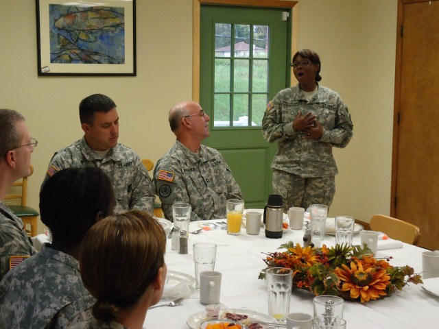 Chaplain Assistant Singing at USAREC's Prayer Breakfast