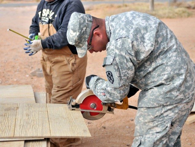 Cutting the wood
