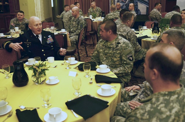 Cone speaks with Soldier hereos at All-American Bowl